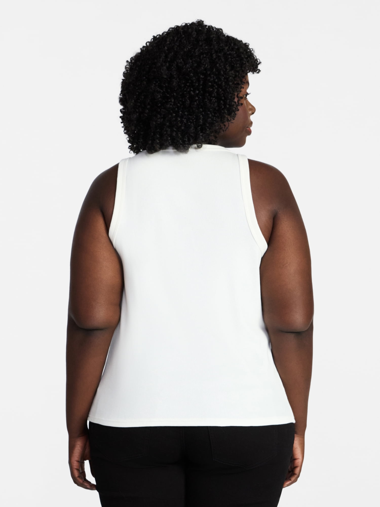 Terra & Sky Women's Plus Sleeveless Ribbed Scoop Neck Tank Top, Sizes 0X-5X