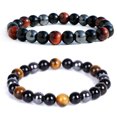 thumbnail image 4 of RSAMD Natural Tiger Eye Beads Bracelet Hematite Beaded Yoga Energy Bangle Women Men-Blue Tiger Eye, 4 of 9