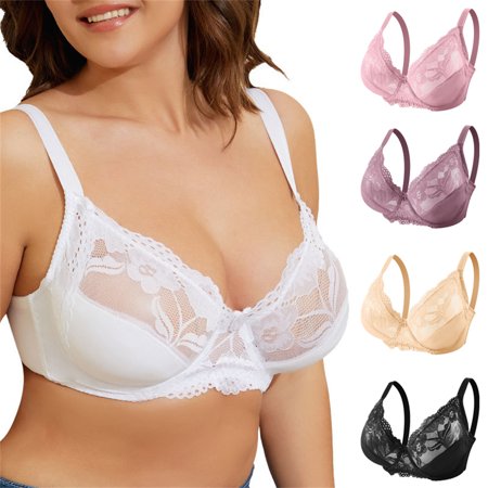 

Jieowen E F Cup Bra Women Lace Sexy Push Up Bra Plus Size Unlined Underwire Lace Bra