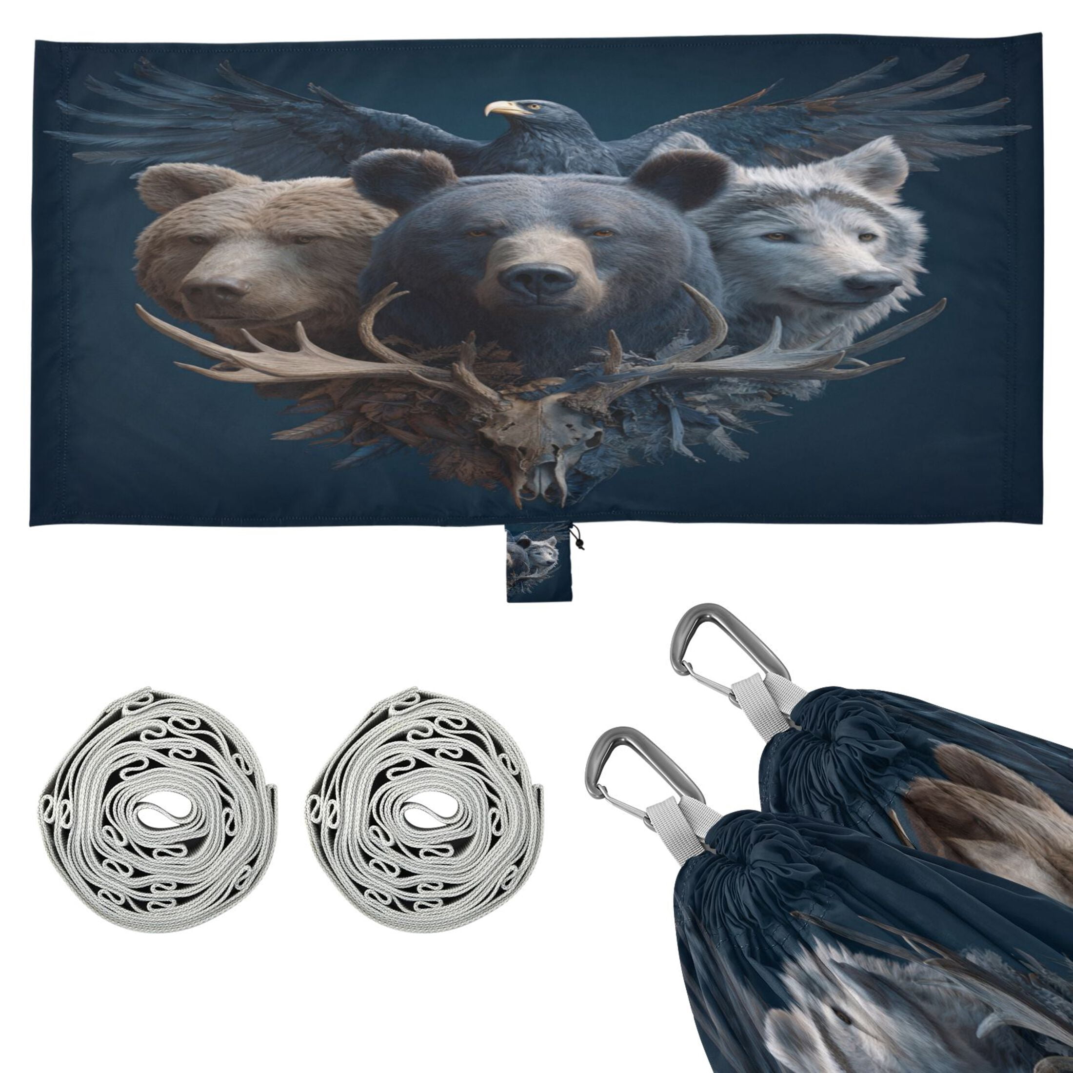 Hanging Hammock Portable Travel Camping For Outdooor Beach Camping Hiking Heads Of Various Animals