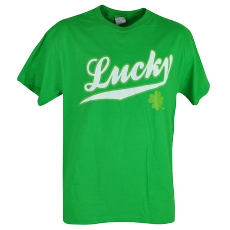 Saint St Patricks Day Classic Lucky Script Clover Green Tee Shirt Tshirt