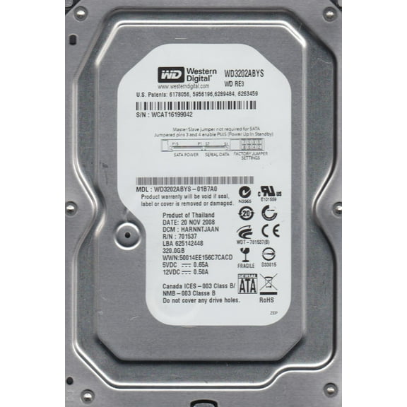 WD3202ABYS-01B7A0, DCM HARNNTJAAN, Western Digital 320GB SATA 3.5 Hard Drive