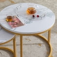 thumbnail image 3 of YYAo Round Nesting Coffee Set of 2, Modern Marble Accent Table with Sturdy Metal Legs for Living Room Office Balcony, Gold, 3 of 5