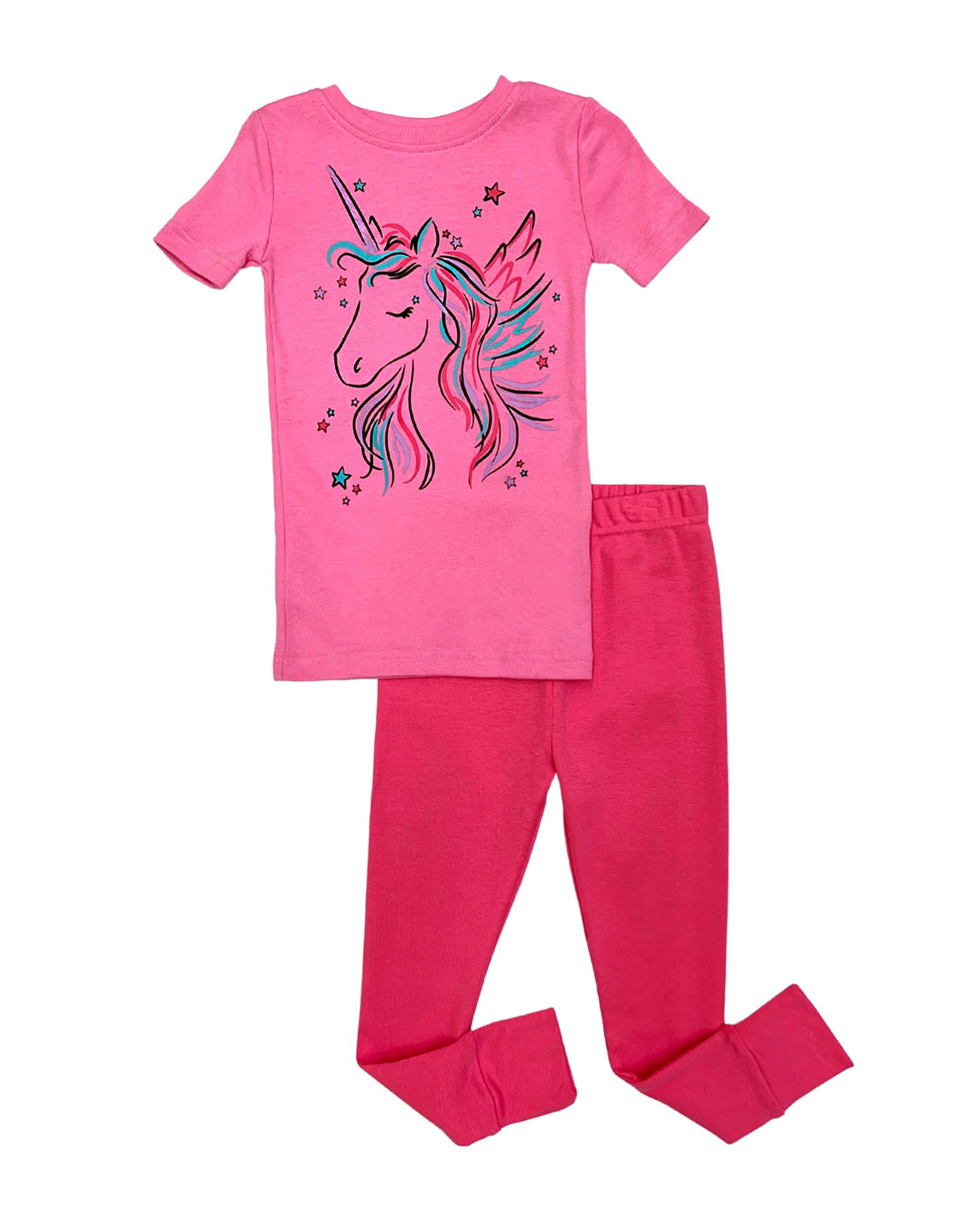 Unicorn Big Girls Summer Short Sleeve Pajamas 100% Cotton Pjs Size 14 