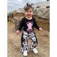 thumbnail image 4 of Cjfdfy Baby Girl Western Outfits Printed Long Sleeve Romper Tassel Bell Bottoms And Headband 3 Piece Fall Set Western Boots Print Let's Go Girl Shirt Flare Pants With Tassels Fall Outfits, 4 of 9