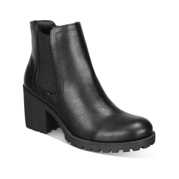 Sun   Stone Womens Morghan Faux Leather Round Toe Booties