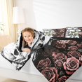 thumbnail image 3 of Castle Fairy Boho Floral Rose Full Size Comforter Sets 3-Piece,Spooky Stacked Skull Bedding Comforter Set,Dusty Rose Blacks,1 Comforter and 2 Pillowcases,Black Reversible, 3 of 6