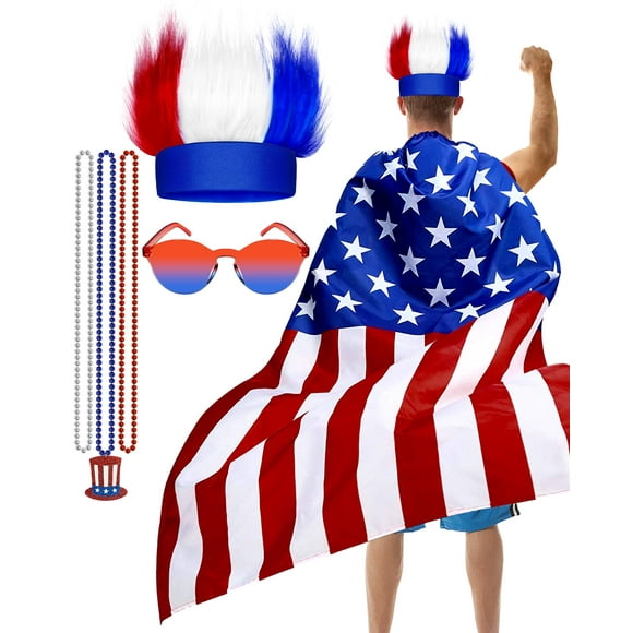 Accesorios de disfraz Capa Hikkco con la bandera estadounidense del 4 de julio