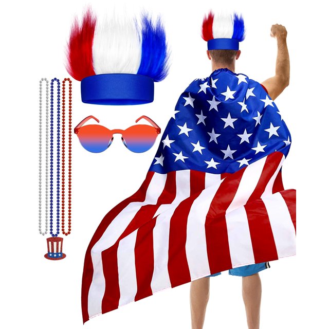 Accesorios de disfraz Capa Hikkco con la bandera estadounidense del 4 de julio