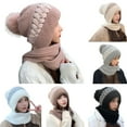 thumbnail image 4 of Bibifish Womens One Piece Scarf Hat Solid Color Integrated Windproof Hat Scarf Winter 2 In 1 Scarf Knitted Hooded Scarf For Ladies, 4 of 4