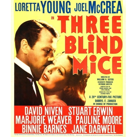 Three Blind Mice Charm - Three Blind Mice From Left Joel Mccrea Loretta Young On Window Card 1938 Movie Poster Masterprint