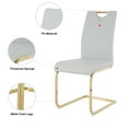 thumbnail image 3 of 6 Pieces Modern Dining Chairs with Faux Leather Padded Seat, Upholstered Chair Set with Chrome Metal Legs, Side Chairs Set for Kitchen, Living Room, Bedroom, Waterproof and Antifouling, Grey+Gold, 3 of 9