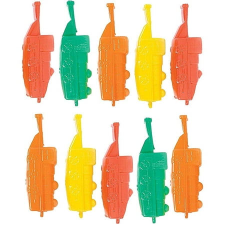 Plastic Train Whistles 4 Inches - Pack Of 10 - Assorted Colors Locomotive Train Shaped Whistles - For Kids Great Party Favors, Bag Stuffers, Fun, Toy, Gift, Prize, Piata Fillers - By Kidsco
