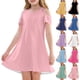 thumbnail image 1 of Girls 2025 Summer Dresses Cold Shoulder Dress Soft Casual Summer Dress for Kids Lightweight and Breathable Ages 4-12 ,Sie:140, 1 of 10