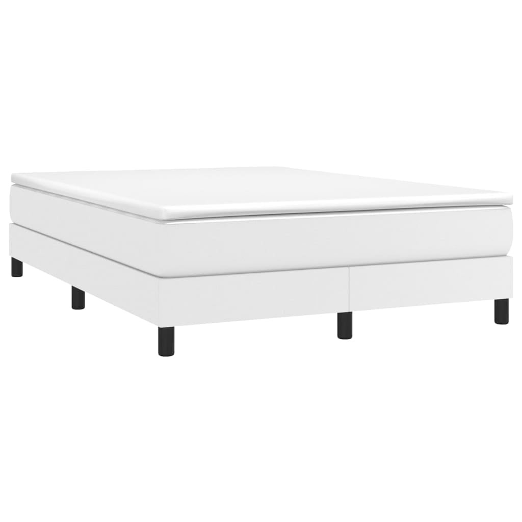 vidaXL Spring Bed with White 59.8"x79.9" Queen Faux Leather -