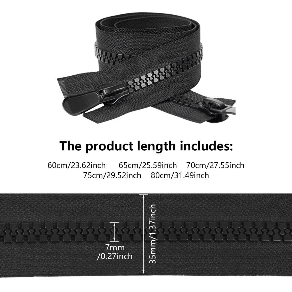 10 Pcs Zips Separable with Double Pull #10 Large Zippers Heavy Duty Separating Zippers for Clothes Jackets Coat
