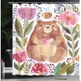 thumbnail image 4 of Ambesonne Colorful Shower Curtain, Bear with Flowers, 69"Wx70"L, Multicolor, 4 of 5