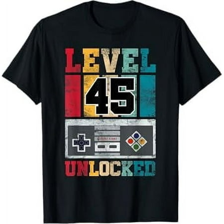 Gildan Level 45 Unlocked Gaming 45 Year Old Gamer 45Th Birthday Hot Trending T-Shirt Unisex S To 5Xl