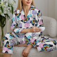thumbnail image 5 of KLL Bright Butterflies1 Print Women's Long Sleeve Pajamas with Pants Sleepwear Loungewear 2 Set-Small, 5 of 7