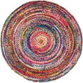 thumbnail image 2 of Beautiful Indian Handmade Braided Red Multi Color Cotton Round Rugs ,Home Decor Cotton Carpet Size 8 x 8 Feet ( 240 cm x 2400 cm ), 2 of 5