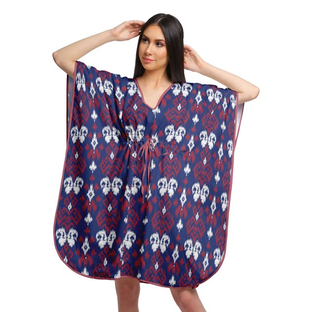 Moomaya Robes Caftan de Plage pour Femmes, Caftan Imprimé de Couverture de Bikini, Grande Taille
