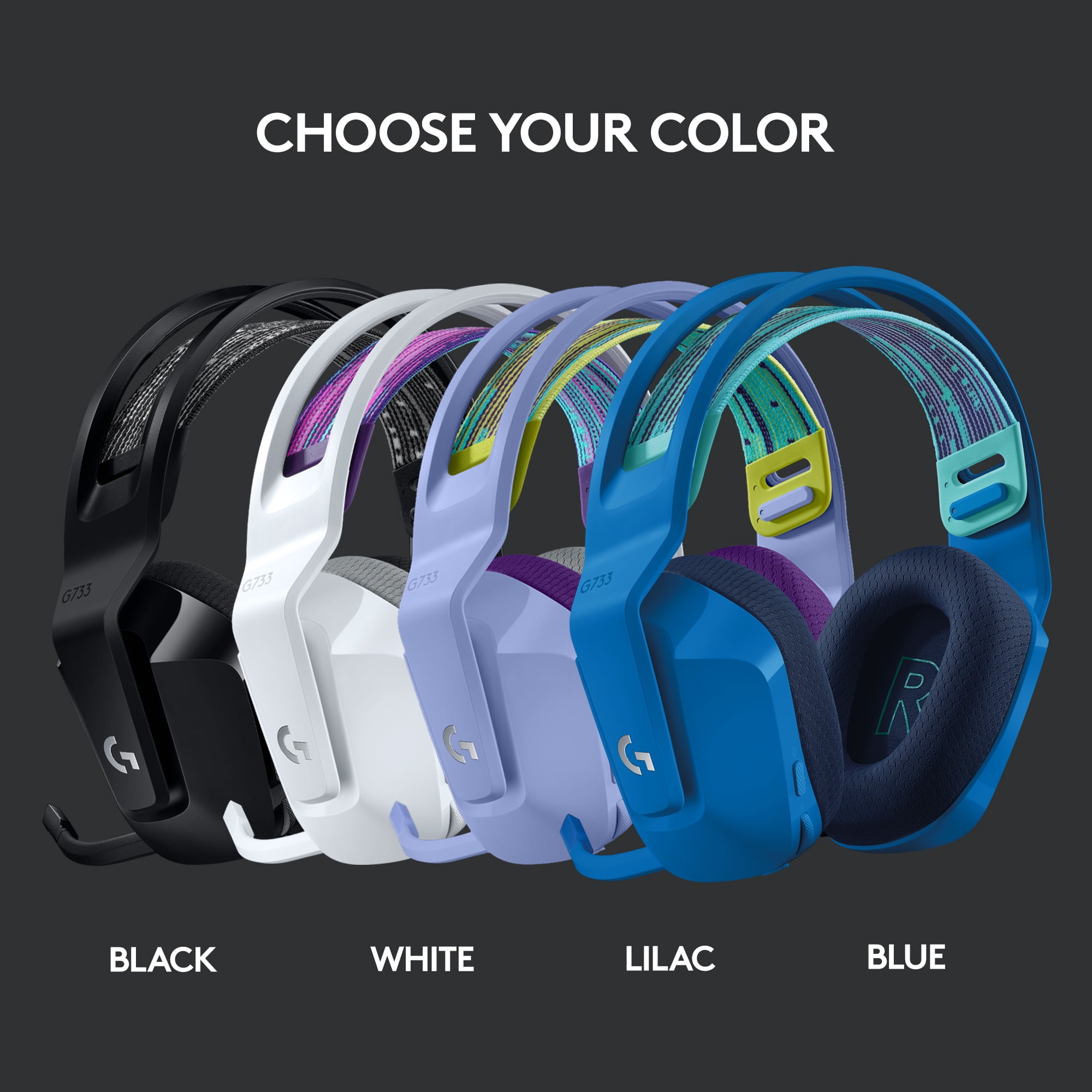 Logitech - Auriculares inalámbricos G733 Lightspeed para juegos, con  diadema de suspensión, Lightsync RGB, tecnología de micrófono Blue VO!CE y