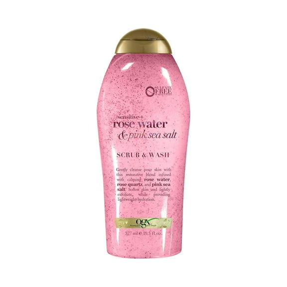 OGX Sensitive Rose Water & Pink Sea Salt Body Scrub, 19.5 fl. oz