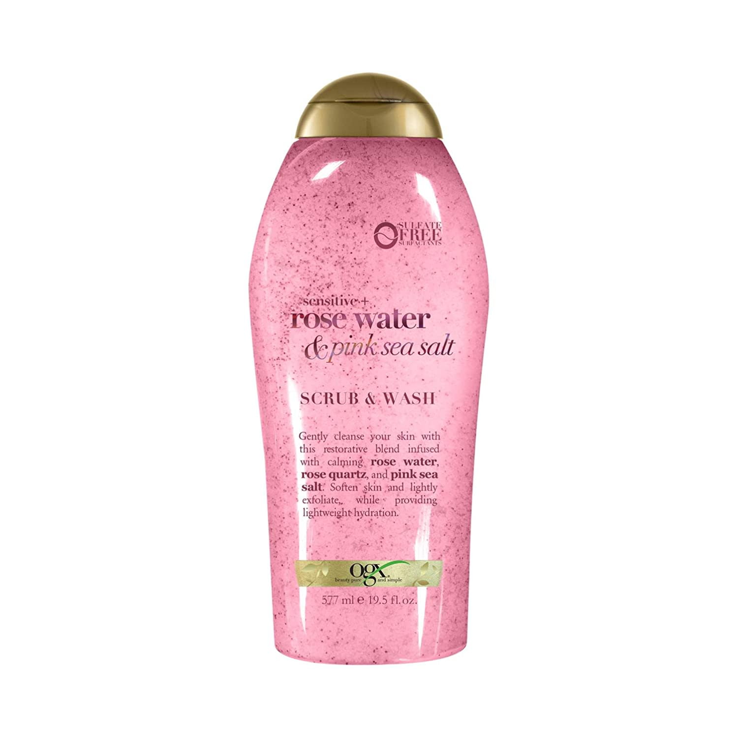 OGX Sensitive+ Rose Water & Pink Sea Salt Body Scrub, 19.5 fl. oz