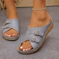thumbnail image 6 of Busydd Womens Slides Comfortable Open Toe Buckle Wedge Sandals Casual Versatile Slip on Women Footwear 40, 6 of 8