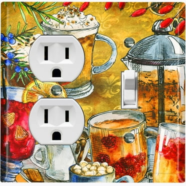 Metal Light Switch Plate Cover Cafe Breakfast Drinks COF014