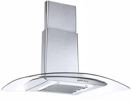 30 inch Glass Wall Mount Range Hood 450CFM Kitchen Cook 3-Speed Touch Control Range Hood 30 Inch, Tieasy Wall Mount Kitchen Hood with Ducted/Ductless Convertible Duct, Stainless Steel Chimney