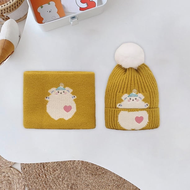 Sombrero para niños Fibras acrílicas de festival unisex de cumpleaños de dibujos animados gruesos Gorros de punto para grabación de vide Oso amarillo Salvador Sombrero de invierno para niños