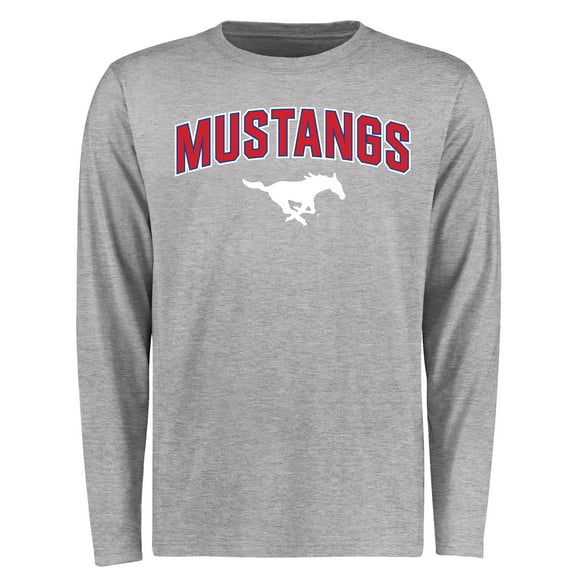 Men's Ash SMU Mustangs Proud Mascot Long Sleeve T-Shirt