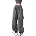 thumbnail image 1 of Pantalones Cargo para Mujer, Pantalones Casuales de Senderismo, Pantalones Holgados Y2K de Cintura Alta con Múltiples Bolsillos Gris M, 1 of 9