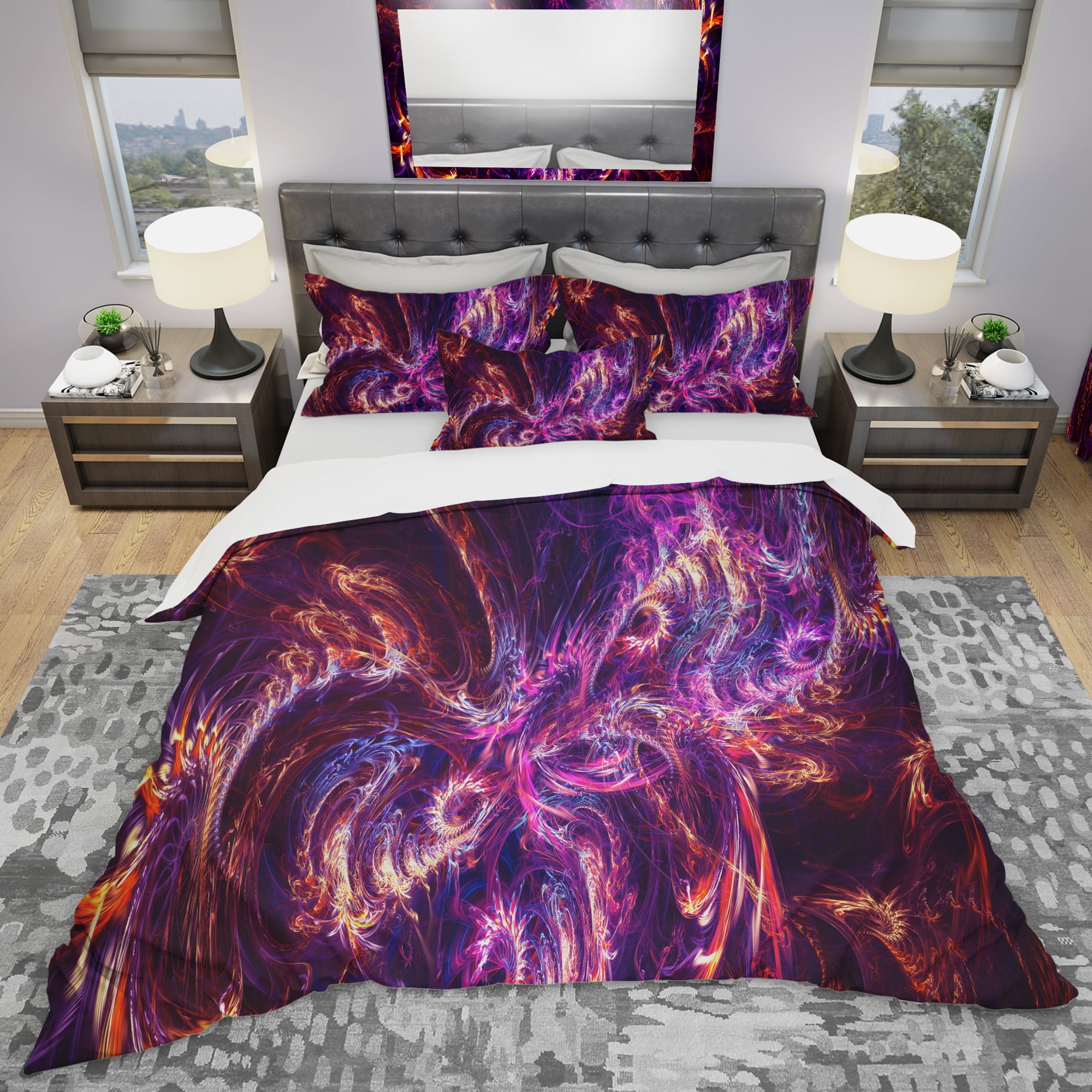 Designart 'Abstract Tidal Wave At Night' Modern & Contemporary Duvet Cover Set