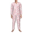 thumbnail image 3 of Salouo Cute Hand Drawn Hearts Print Button-Front Long Sleeve Pajama Set for Men, Soft 2Pjs Men's Long Sleeve Sleepwear-XX-Large, 3 of 7