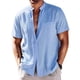 thumbnail image 5 of Camisas s Para Hombre Interior Camisa casual con botones para hombre Camisa de manga corta de color sólido Tops (Blue, S), 5 of 6