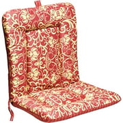 Outdoor Reversible Wrought Iron Dinalounge Cuhsion, Ming Red with Stripe