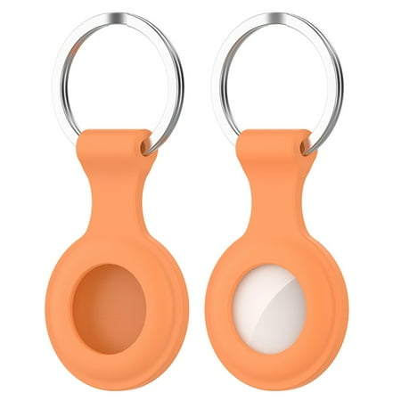 Silicone Case for Apple AirTag Protective Rubber Skin Flexible Cover with Keychain Clip - Orange