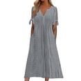 thumbnail image 3 of Womens V Neck Short Sleeve Dress Hollow Out Detail Casual Style Solid Color, 3 of 8
