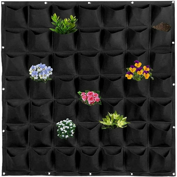 Jardinera de pared Bolsa de jardinera de pared Bolsas de jardinera de fieltro Macetas colgantes Maceta de flores verdes verticales para interior Balcón al aire libre Jardinería (49 puertos negros) Thisnde ACTIVE Biensenido a ACTIVE