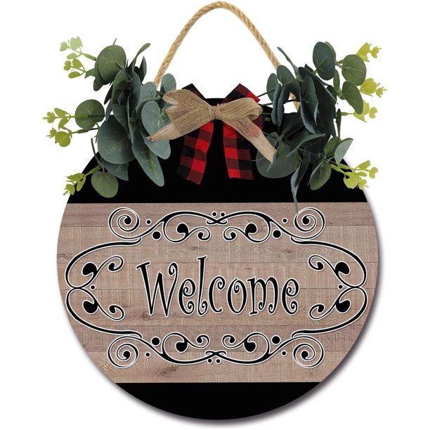 Eveokoki 12" Rustic Sign Sign Door Decor Wooden Front Door