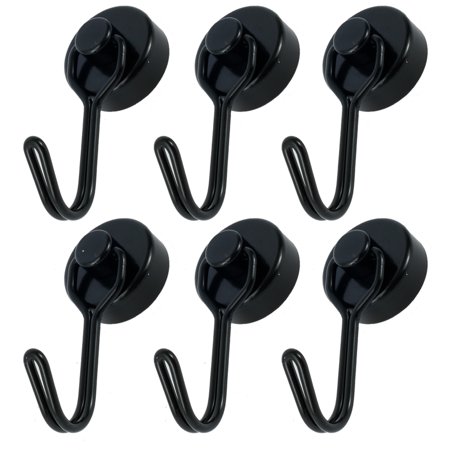 

6pcs Magnetic Hook 360° Rotation Strong Magnetic 17 kg Strong Heavy Duty Neodymium Magnetic Hooks with Rotatable for Ceiling Magnetic Board Kitchen Office Lockers Black