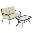 thumbnail image 2 of Gymax 2PCS Outdoor Loveseat Set Cushioned Patio Bench Sofa w/ Coffee Table, 2 of 10