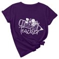 thumbnail image 1 of Hauts à Col Rond Amples pour Femmes Pull Décontracté pour la Journée des Enseignants Imprimé Mignon Manches Courtes T-Shirt, 1 of 5