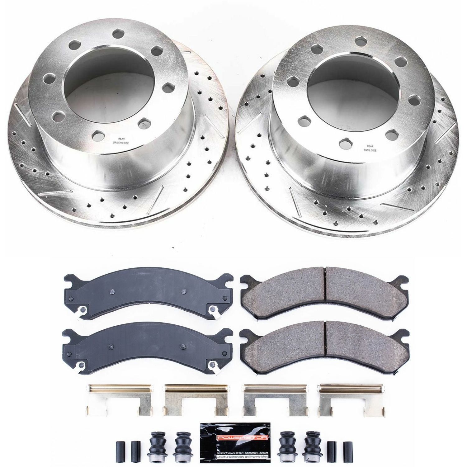 PowerStop Rear Z23 Evolution Sport Carbon-Fiber Ceramic Brake Pad and Drilled & Slotted Rotor Kit Fits: CHEVROLET GMC Select Models K5337