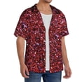 thumbnail image 2 of Naloa Red Glitter Men's Loose Fit Cuban Collar Short-Sleeve Shirt, Hawaiian Shirts, Mens Shirts Casual for Everyday Wear Outings-XX-Large, 2 of 5