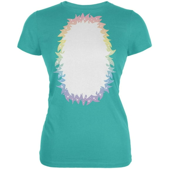 Halloween Unicorn Costume Rainbow Pony Juniors Soft T Shirt Teal LG