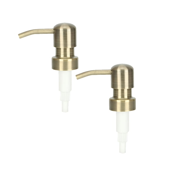 ACDANC 2Pc Pump Head Stainless Steel Soap and Lotion Dispenser Pumps Replacement for Bottles Retro Metal Dispenser Replacement Gold