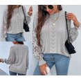 thumbnail image 4 of Lilgiuy Women Casual Soild Long Sleeve Knit Pullover Crewneck Sweater Coat,Gray,10(XL) Winter Clothes for 2022, 4 of 5